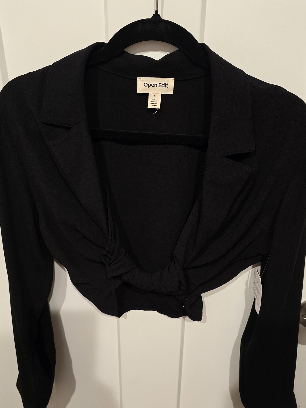Open Edit Black Knot-Front Blouse
